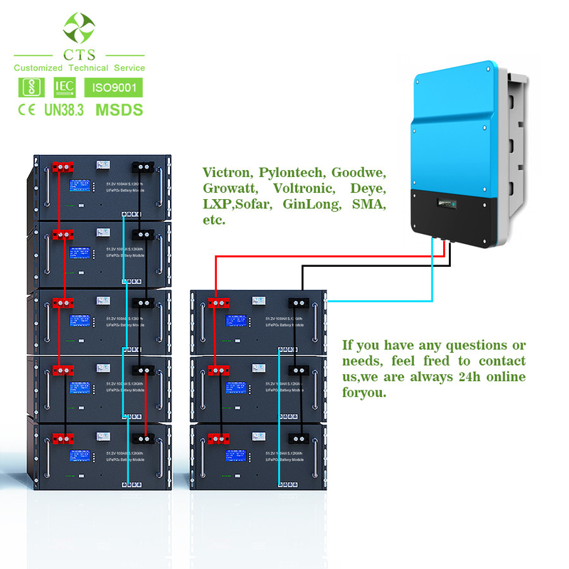 батарея 5квх 10квх 24в шкафа сервера 48в 100ах 200ах Лифепо4 для солнечной системы